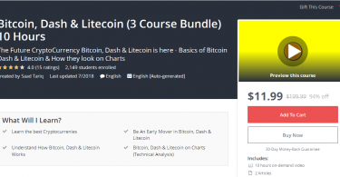 Bitcoin, Dash & Litecoin (3 Course Bundle) 10 Hours
